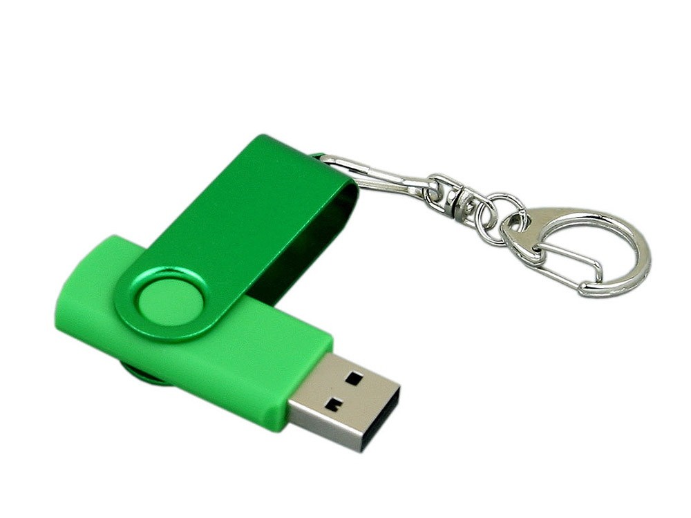 USB 2.0- флешка промо на 64 Гб с поворотным механизмом и однотонным металлическим клипом - 3
