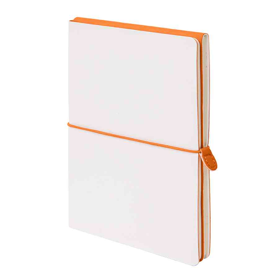 Бизнес-блокнот "Combi", 130*210 мм, бело-оранжевый, кремовый форзац, гибкая обложка, в клетку/нелин