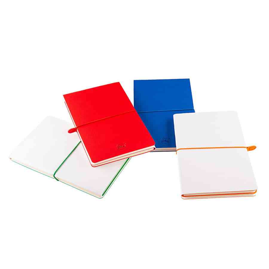 Бизнес-блокнот "Combi", 130*210 мм, бело-оранжевый, кремовый форзац, гибкая обложка, в клетку/нелин - 7