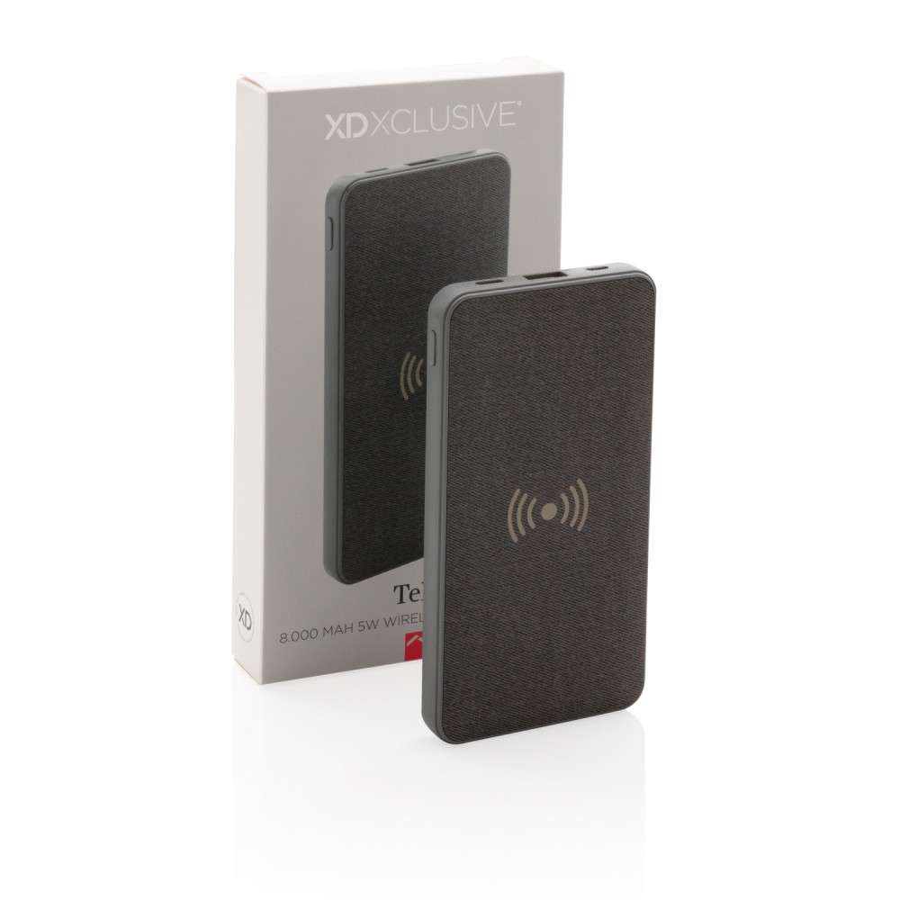 Внешний аккумулятор с беспроводной зарядкой Tela на 8000 мАч, 5W - 9