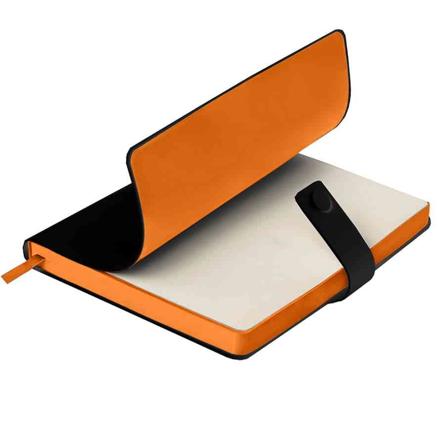 Ежедневник недатированный Stellar, А5, черный, кремовый блок  в линейку, с оранжевым обрезом - 8