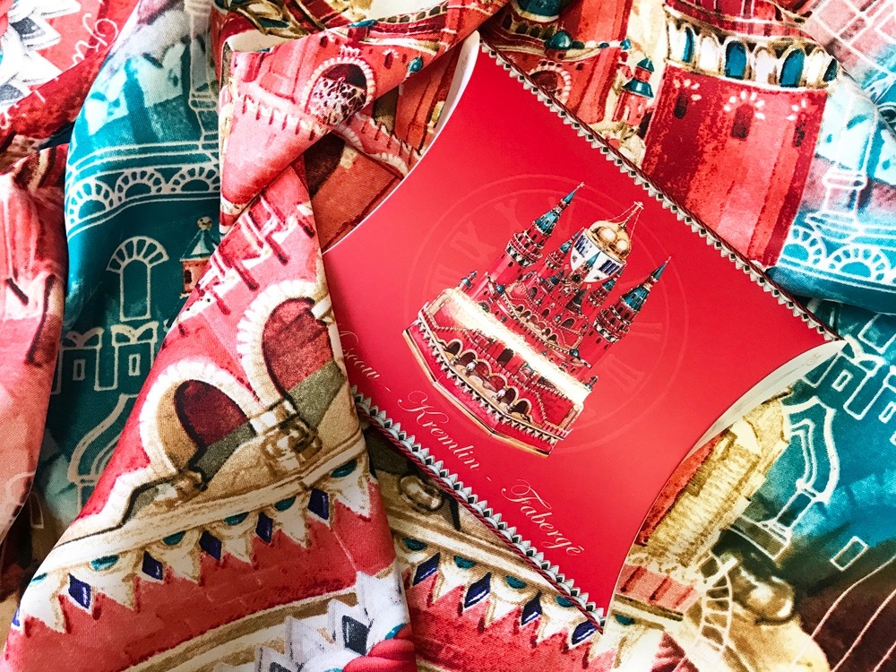 Платок Кремль - Москва - Фаберже - 4