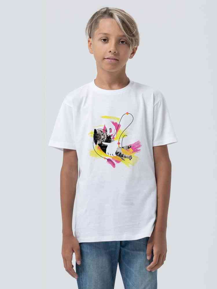 Футболка детская «Обними кота», белая - 4