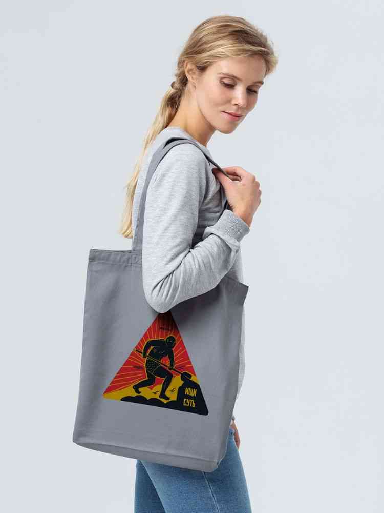 Холщовая сумка «Ищи суть», серая - 5