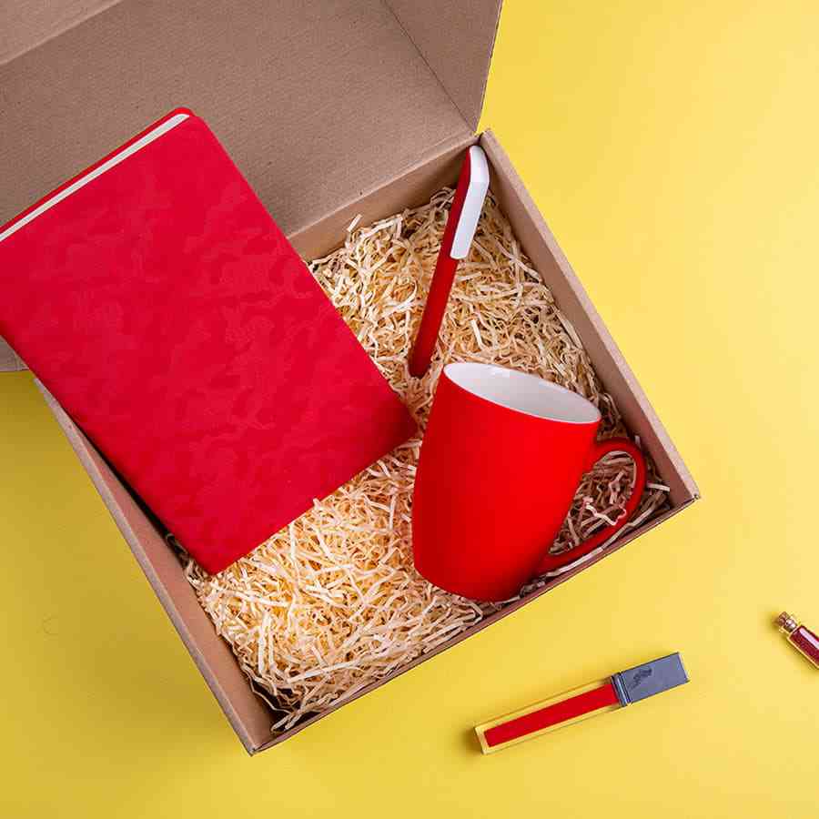 Набор подарочный RUBY BABE: бизнес-блокнот, ручка, кружка, коробка, стружка, красный - 3