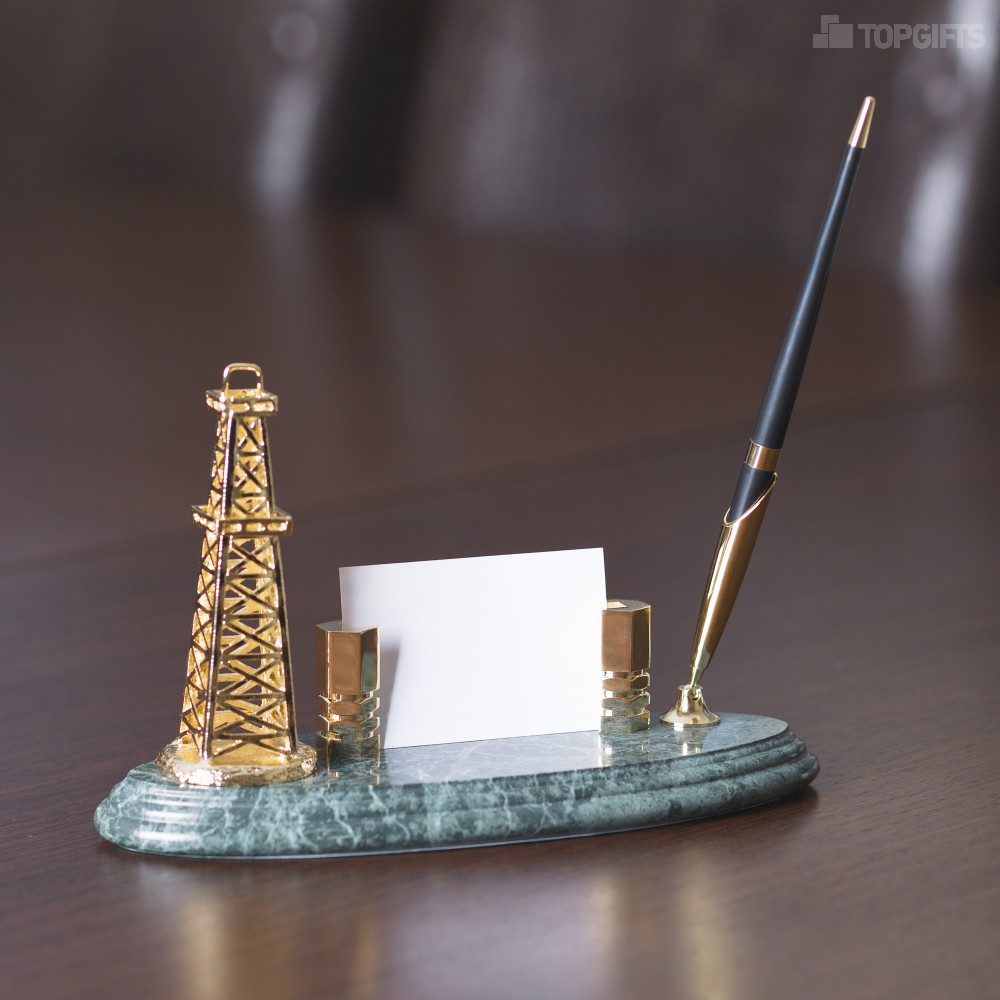 Подставка под визитки "Нефтяная вышка" с ручкой - 2