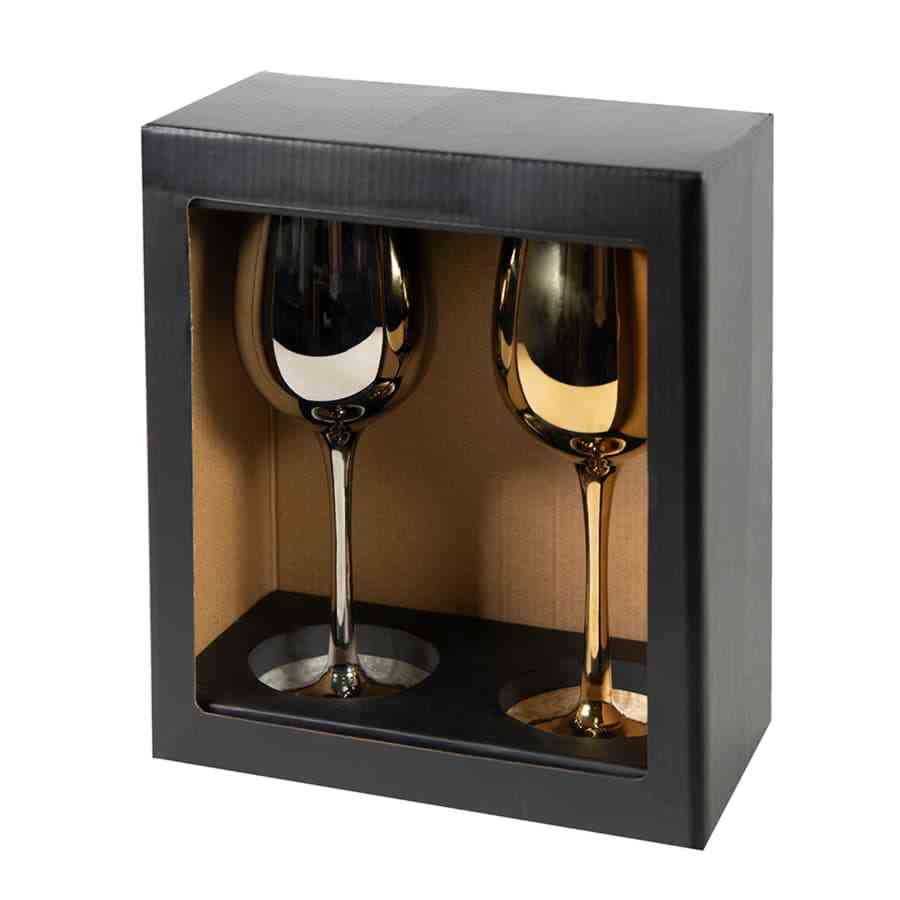 Бокалы для вина 2 штуки MOONSUN, золотой и серебяный, 22,5х24,8х11,9см, стекло - 2