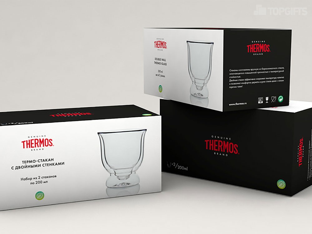 Набор стаканов из двойного стекла THERMOS, 200мл - 3