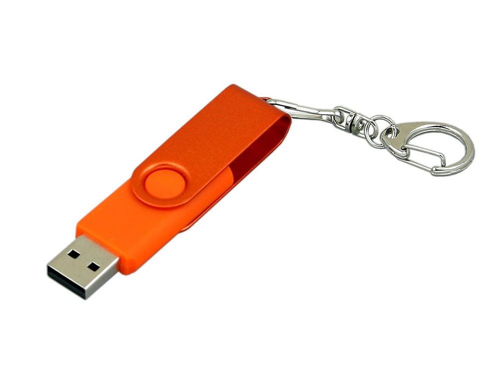 USB 2.0- флешка промо на 4 Гб с поворотным механизмом и однотонным металлическим клипом - 2