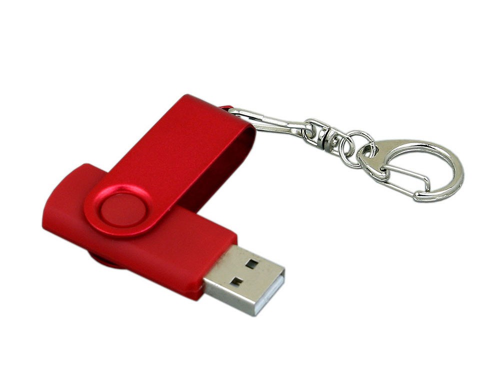 USB 2.0- флешка промо на 4 Гб с поворотным механизмом и однотонным металлическим клипом - 3