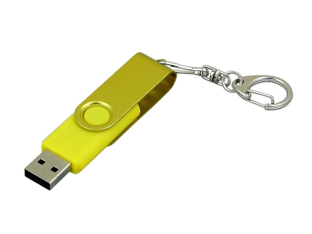 USB 2.0- флешка промо на 4 Гб с поворотным механизмом и однотонным металлическим клипом - 2