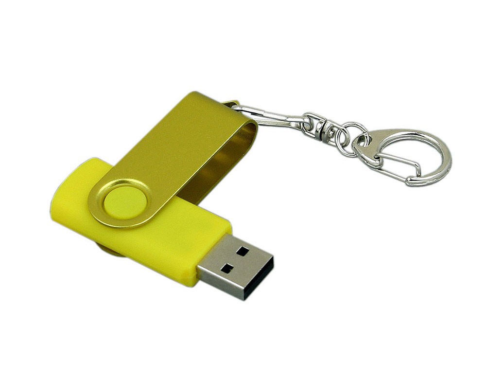 USB 2.0- флешка промо на 4 Гб с поворотным механизмом и однотонным металлическим клипом - 3