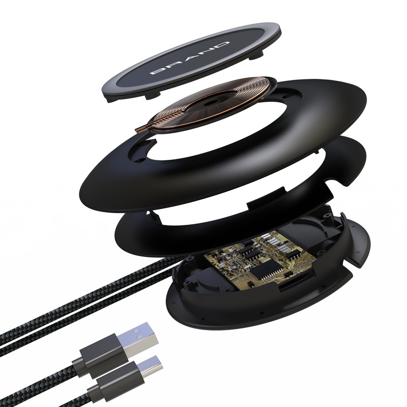 Настольное беспроводное зарядное устройство "Light SOFTTOUCH" с подсветкой логотипа - 7