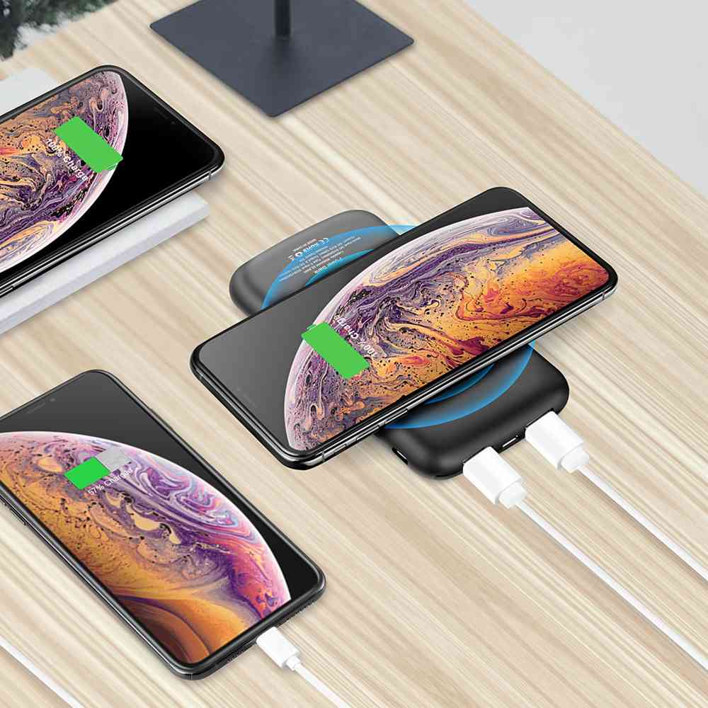 Беспроводное зарядное устройство "Shine SOFTTOUCH", 8000 mAh с подсветкой логотипа и цифровым индикатором заряда - 4