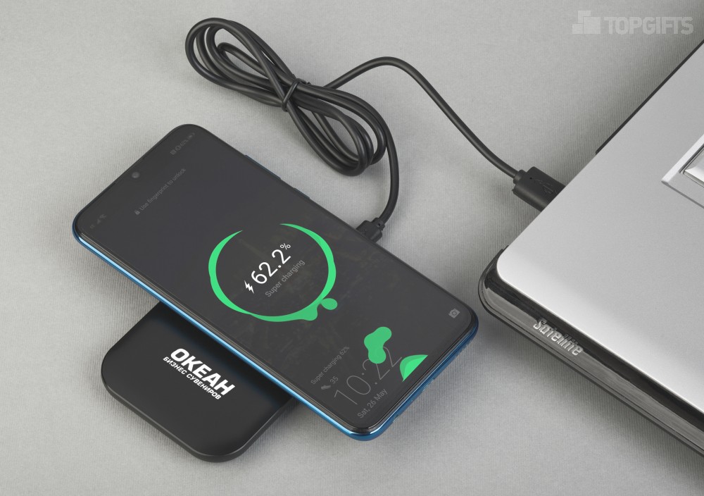 Настольное беспроводное зарядное устройство "Moonlight" c подсветкой логотипа - 4