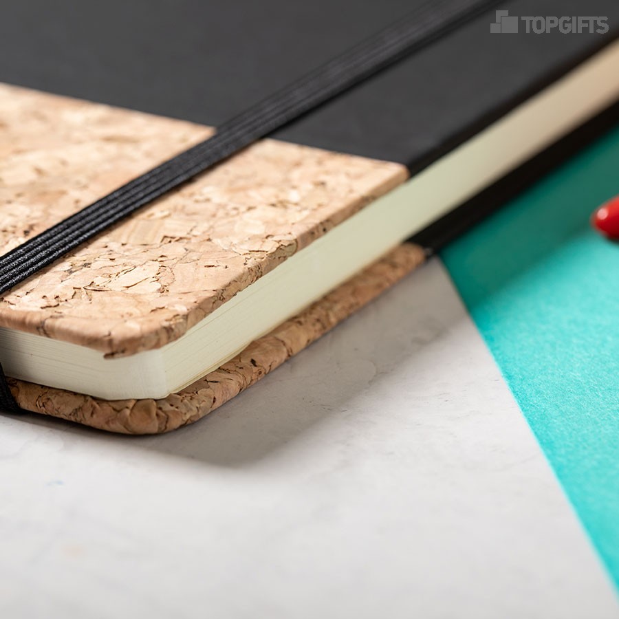 Блокнот BLUSTER, A5, твердый переплет, PU/пробковая ткань, нелинованный, черный - 2