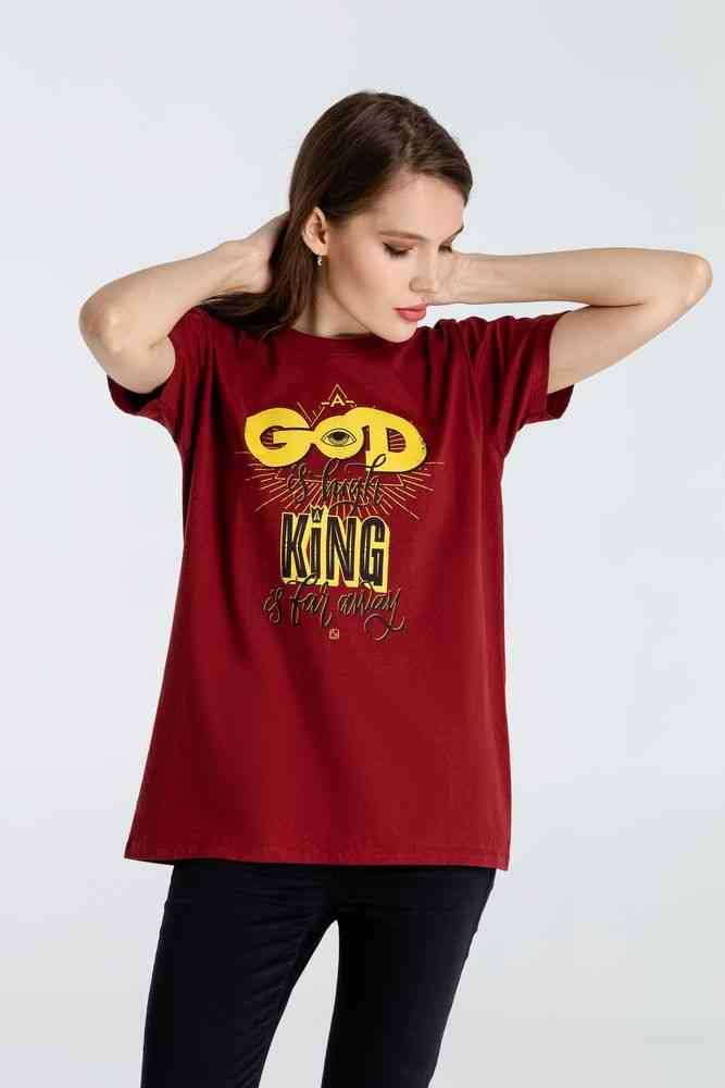 Футболка A God is High, гранатово-красная - 6