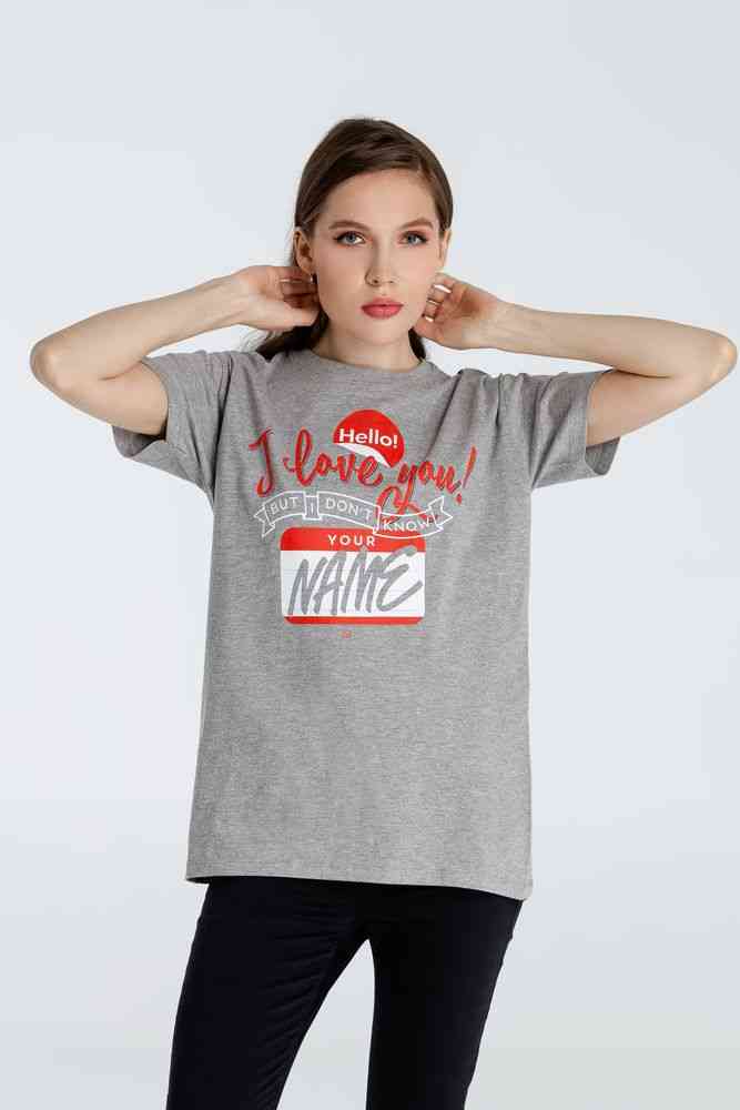 Футболка Hello! I Love You!, серый меланж - 5