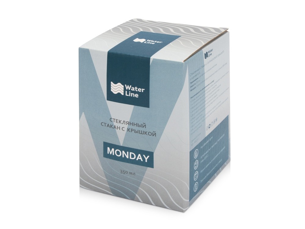 Стеклянный стакан с силиконовой крышкой и манжетой Monday - 7