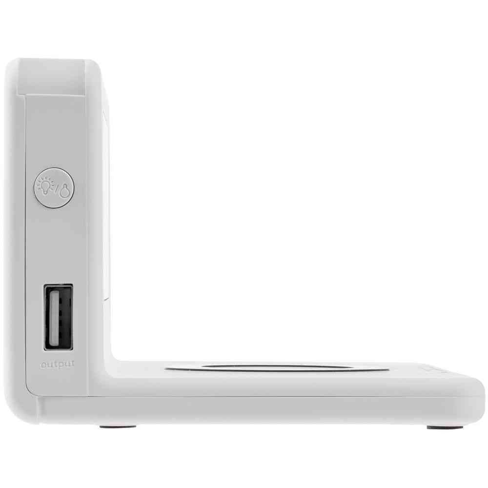 Часы настольные с беспроводным зарядным устройством Pitstop, белые - 5