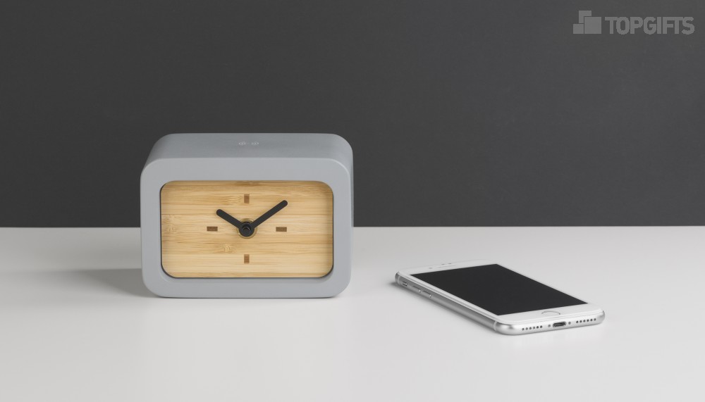 Часы "Stonehenge" с беспроводным зарядным устройством, камень/бамбук - 4