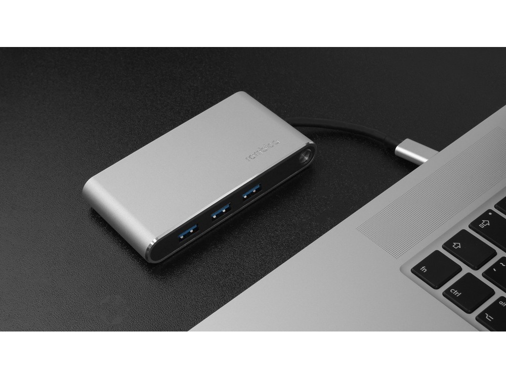 Хаб 8-в-1 Type-C Hermes, USB 3.0 x 3, Type-C PD, HDMI, LAN, картридер - 12