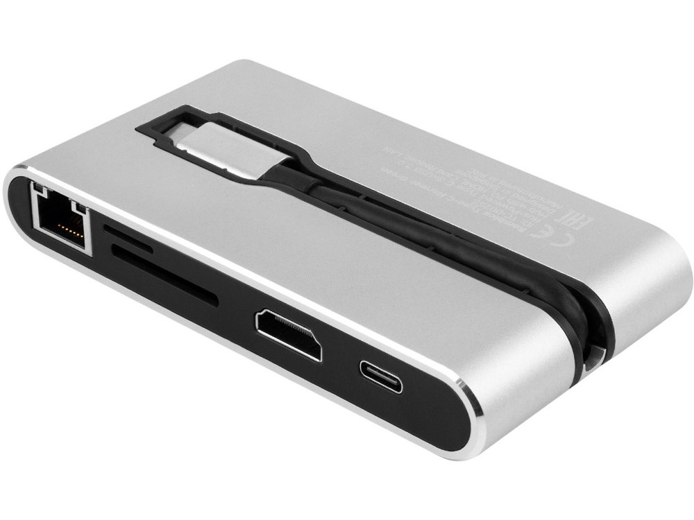 Хаб 8-в-1 Type-C Hermes, USB 3.0 x 3, Type-C PD, HDMI, LAN, картридер - 3