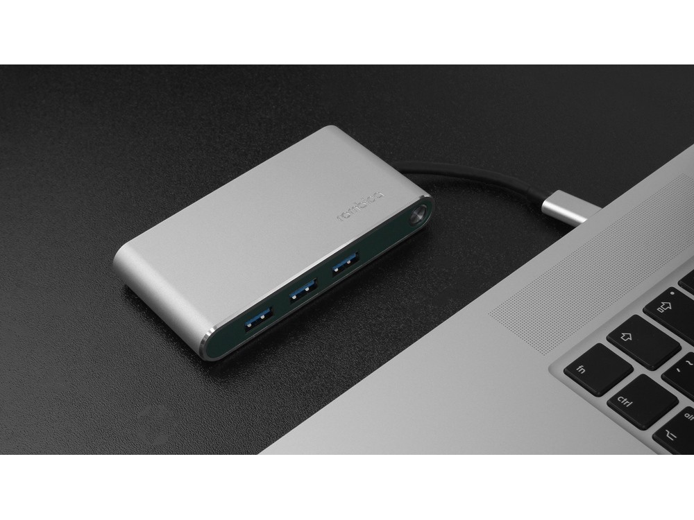 Хаб 8-в-1 Type-C Hermes, USB 3.0 x 3, Type-C PD, HDMI, LAN, картридер - 12