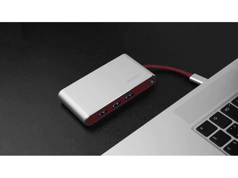 Хаб 8-в-1 Type-C Hermes, USB 3.0 x 3, Type-C PD, HDMI, LAN, картридер - 12