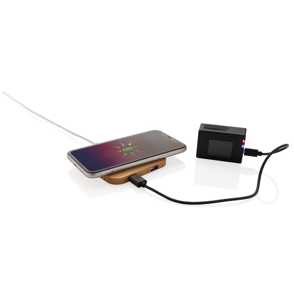 Док-станция для беспроводной зарядки Bamboo с портами USB, 5 Вт - 4