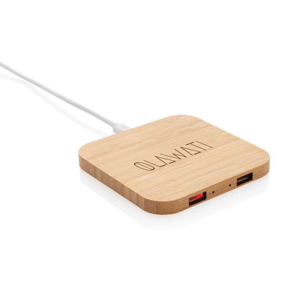 Док-станция для беспроводной зарядки Bamboo с портами USB, 5 Вт - 5