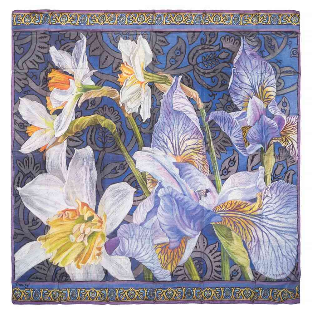 ПЛАТОК "ИРИСЫ" 90х90 ШЕЛК - 2