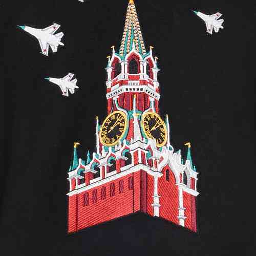 Толстовка с капюшоном Gourji "Над Спасской башней" черная L - 3