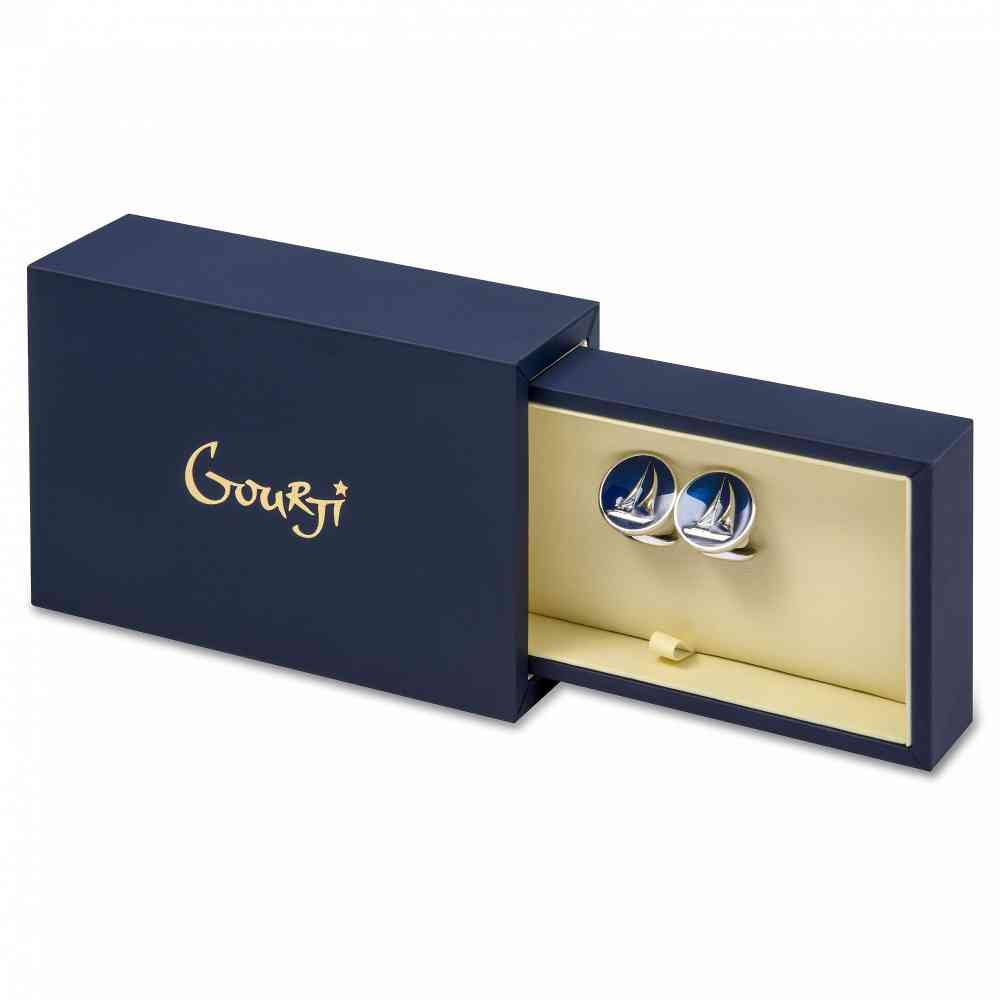 Запонки Gourji "Лимонка" серебро 17,5 г/рубины 0,06 кт - 2