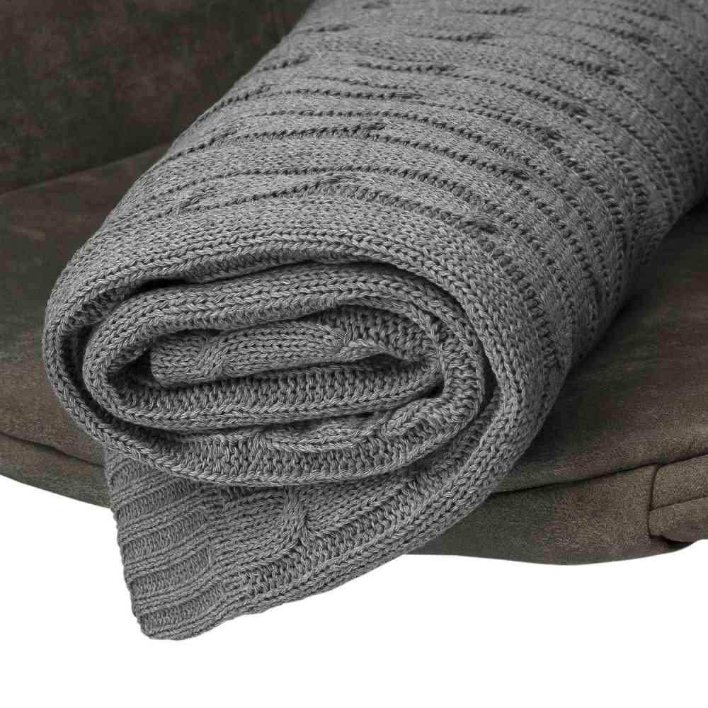 Плед Fado вязаный, серый (без подарочной коробки) - 7