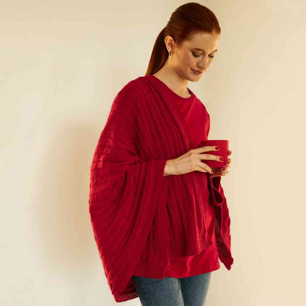 Плед Fado вязаный, красный (без подарочной коробки) - 10