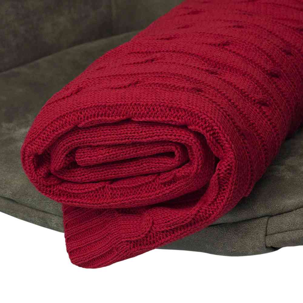 Плед Fado вязаный, красный (без подарочной коробки) - 7