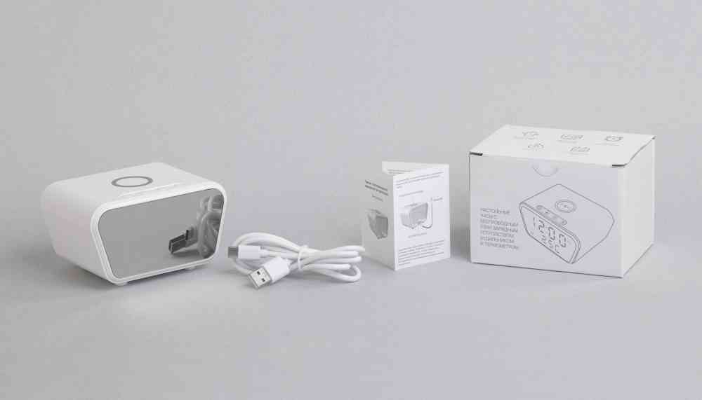 Настольные часы "Smart Clock" с беспроводным (15W) зарядным устройством, будильником и термометром - 7