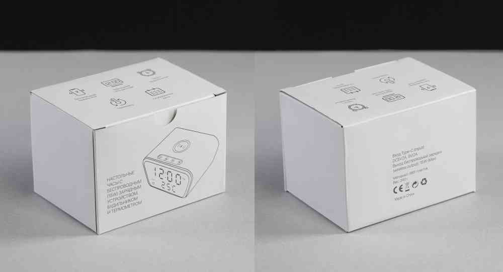 Настольные часы "Smart Clock" с беспроводным (15W) зарядным устройством, будильником и термометром - 8