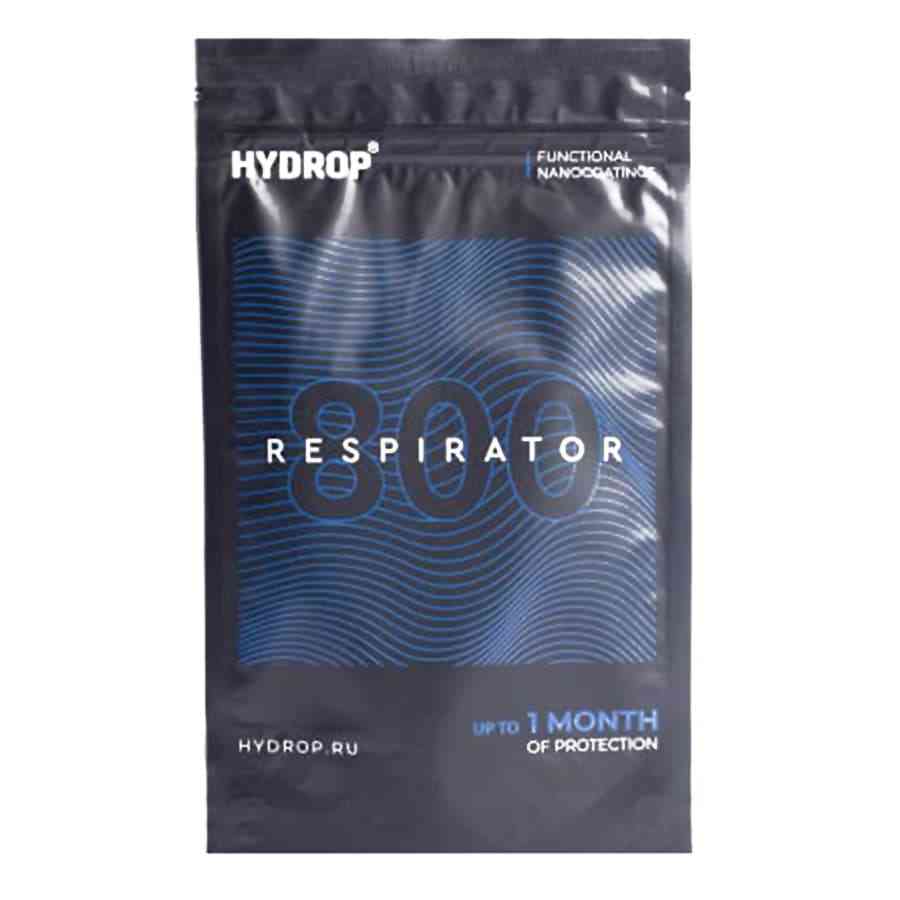 Бесклапанная фильтрующая маска RESPIRATOR 800 HYDROP черная без логотипа в фирменном пакете - 3