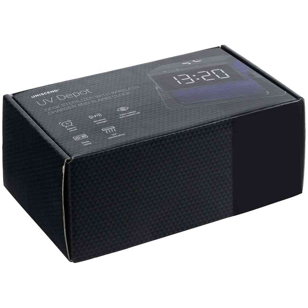 Настольный стерилизатор с беспроводной зарядкой и часами UV Depot, черный - 9