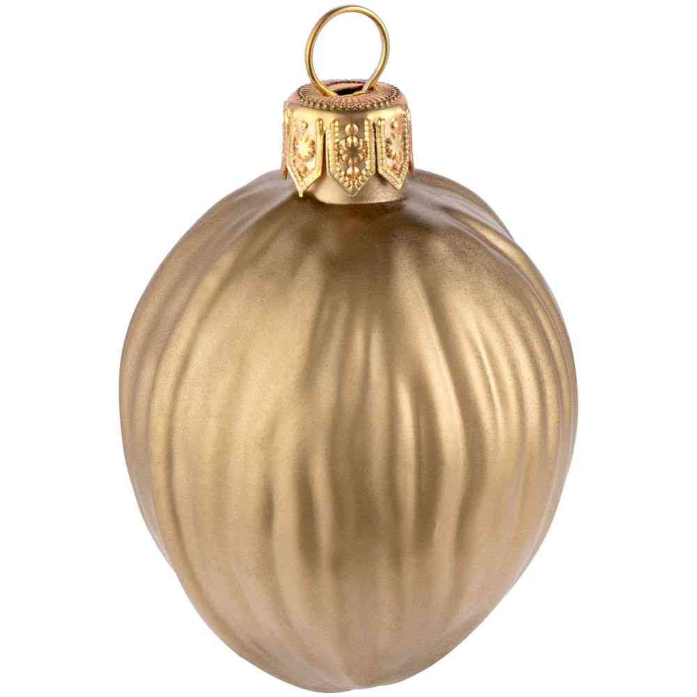Елочная игрушка «Грецкий орех», матовое золото - 3