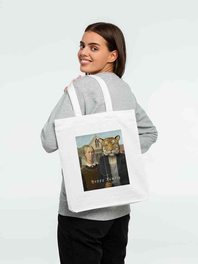 Холщовая сумка Happy Family, белая - 2