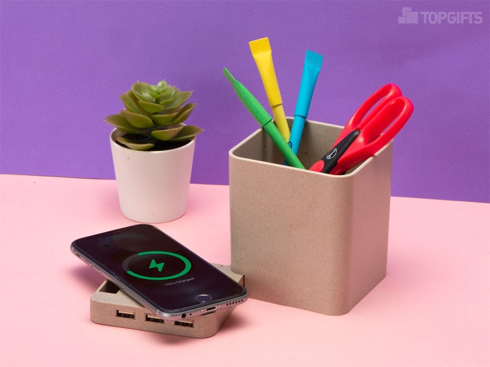 Настольный органайзер Cubic с функциями USB-хаба и беспроводной зарядки - 12