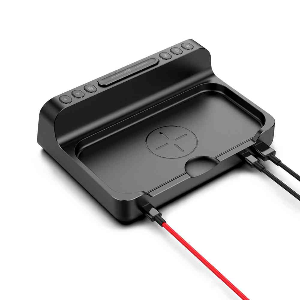 Настольные часы 6в1 с беспроводной зарядкой 10W Orion, черные - 3