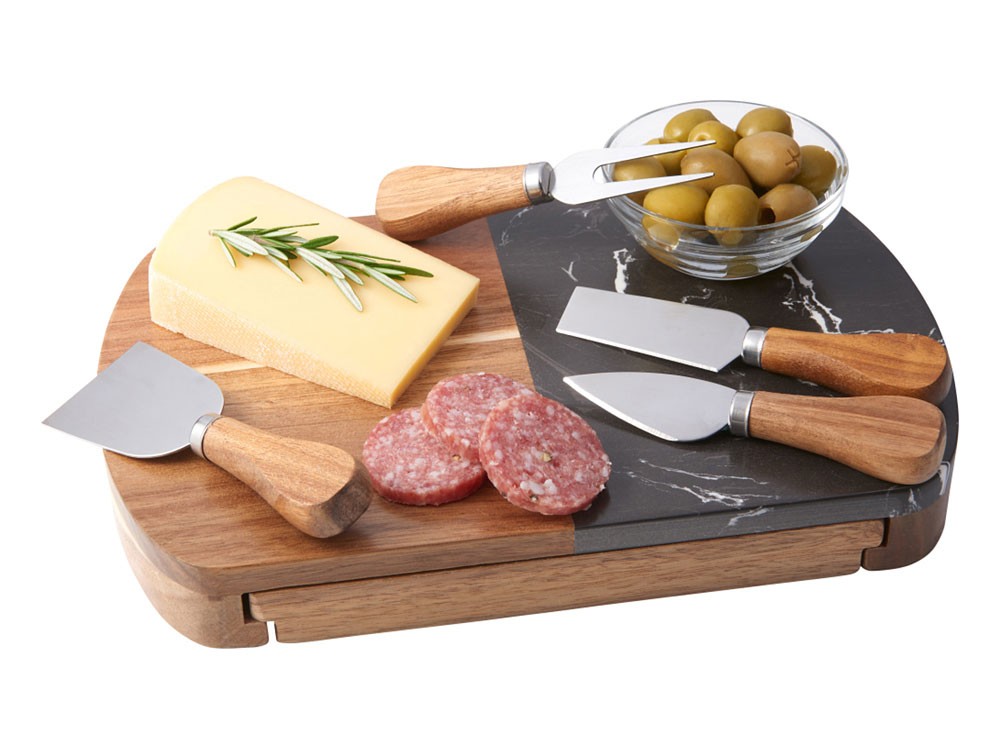 Набор для сыра в подарочной коробке из акации и мрамора Date - 5