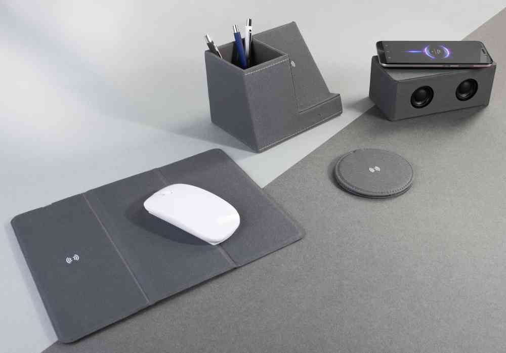 Карандашница "Cool Gray" с беспроводным зарядным устройством, переработанный пластик (RPET) - 7