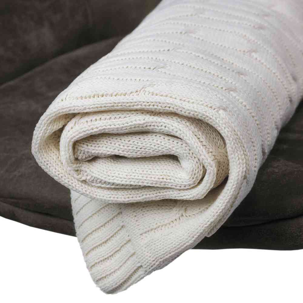 Плед Fado вязаный, бежевый (без подарочной коробки) - 7