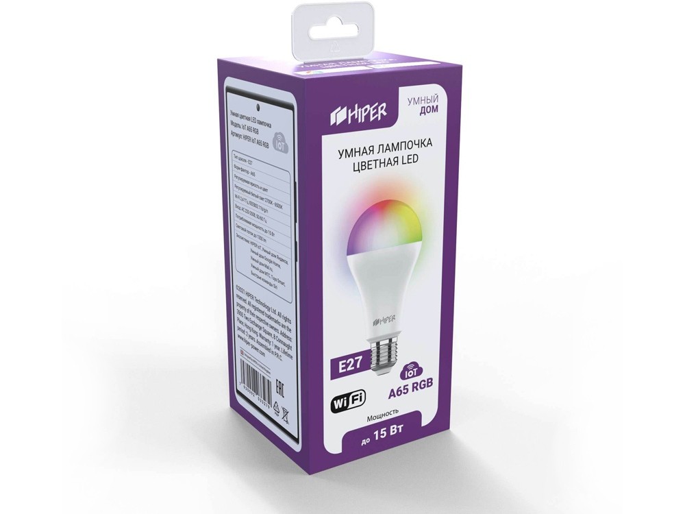 Умная LED лампочка IoT A65 RGB - 4