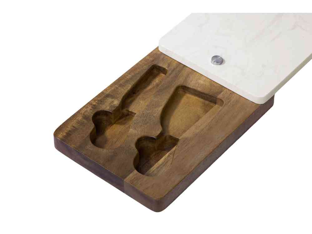 Набор для сыра в коробке из акации и мрамора Fontina - 4